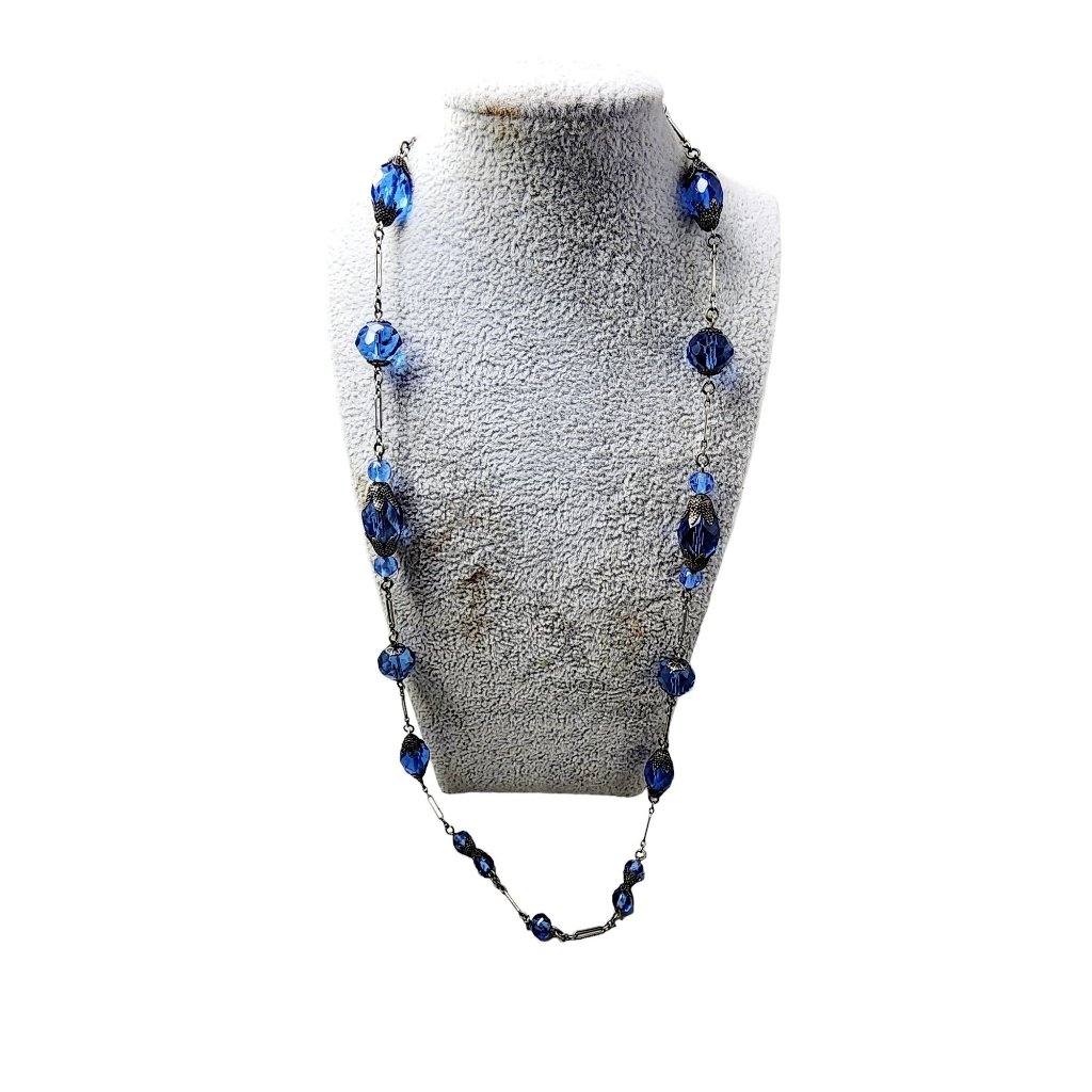 Antique Stunning Art Deco Crystal Elongated Paper Clip Chain Necklace A3130 68$
